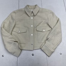 Calvin Klein Ivory Button Front Tweed Collared Blazer Jacket Women s Size 8