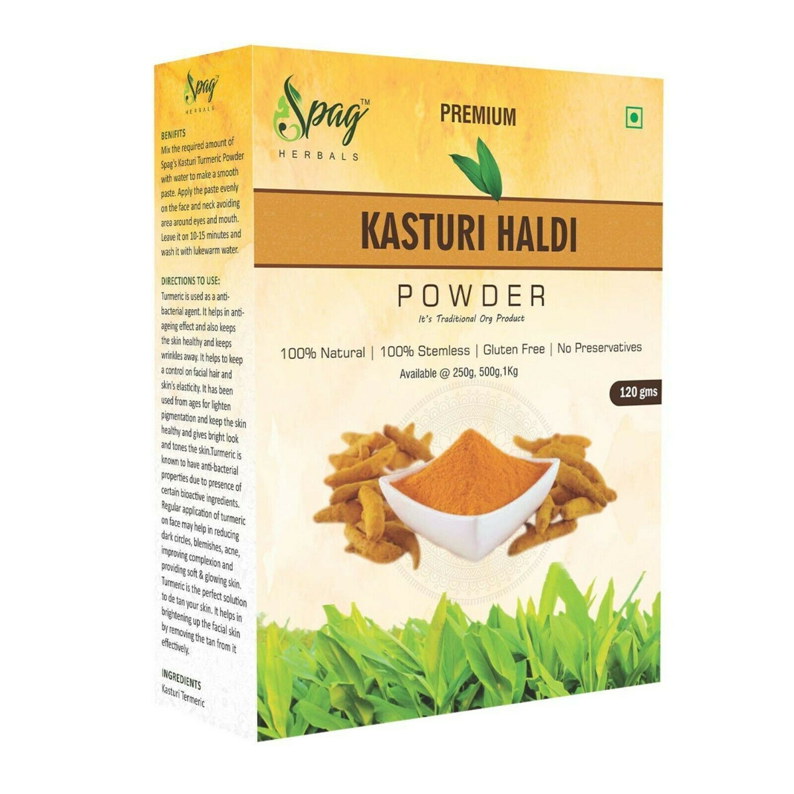 Spag Herbals Organic Kasturi Turmeric Powder For Glowing Skin 120g K066