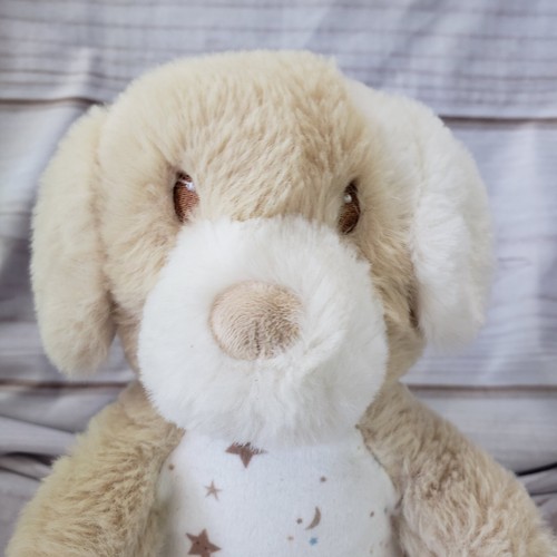 Douglas Dog Baby Auggie Tan Puppy Plush Stuffed Toy Chime Rattle Moon Star Belly - Picture 2 of 9