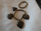VINTAGE COSTUME JEWELRY BRACELET WOOD BEADED HEARTS