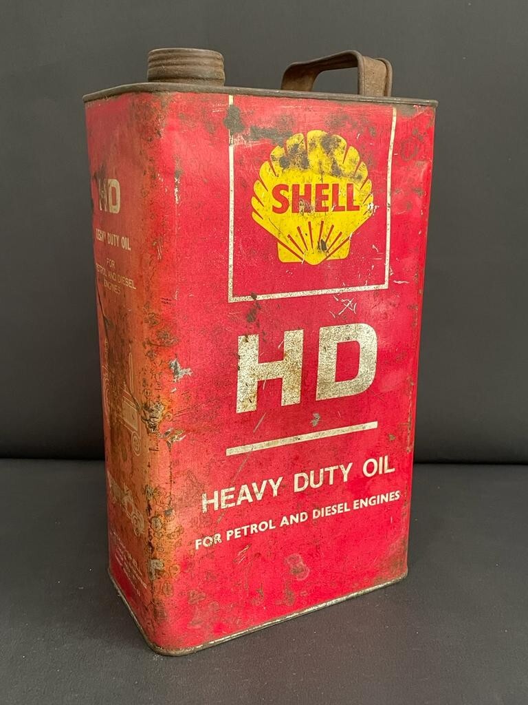 OLD VINTAGE RARE SHELL HEAVY DUTY OIL FOR ENGINES ADV.SIGN EMPTY