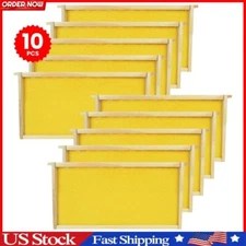 Deep or Brood Bee Hive Frames and Wax Foundations 10 Pack Honey With100% Beeswax