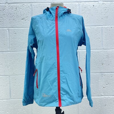 TRESPASS BLUE RAINCOAT WINDBREAKER JACKET QIKPAC 5000mm ZIP UP TP75 UK XXS