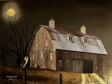 Billy Jacobs Midnight Moon Barn Owl Farm Paper Art Print-12 x 9