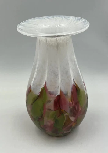 Glass Eye Studio Tulip Mosaic Raindrop Vase Hand Blown Glass