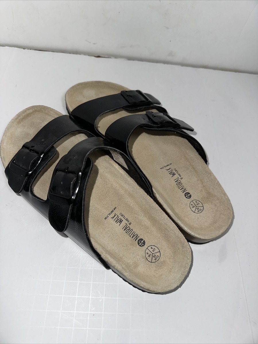 Women's Natural Walk by Esmara Black Birks Style Sandals sz