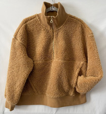 Joy Lab Womens Yellow Long Sleeve 1/2 Zip Camel Cozy Fleece Jacket Size Xl