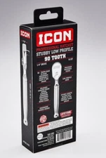 ICON PROFESSIONAL 1/4'' DRIVE STUBBY LOW PROFILE 90 TOOTH RATCHET #56189 - NEW