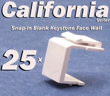 25 Keystone Blank Insert Cover Snap-in Wall Face Plate Hole Jack RJ45 CAT3 White