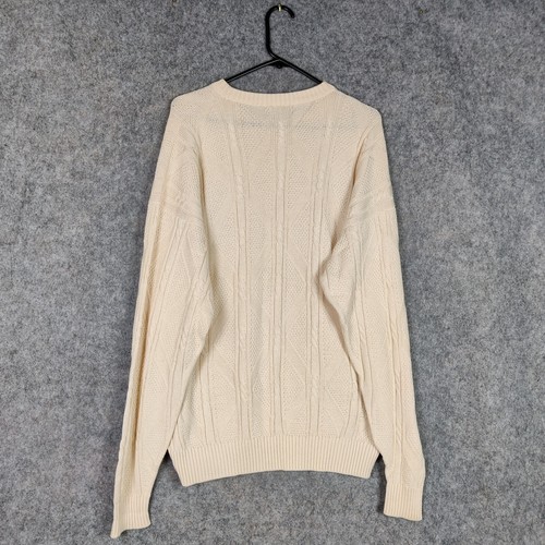 Jersey vintage Aquascutum para hombre talla XL 46 beige algodón tejido con cable Escocia - Imagen 2 de 16