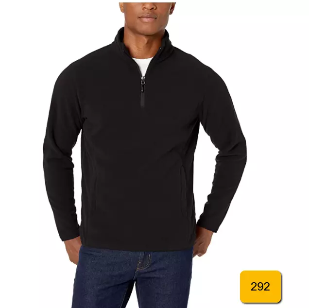 Amazon Essentials Men s Quarter Zip Polar Fleece Jacket Black XS