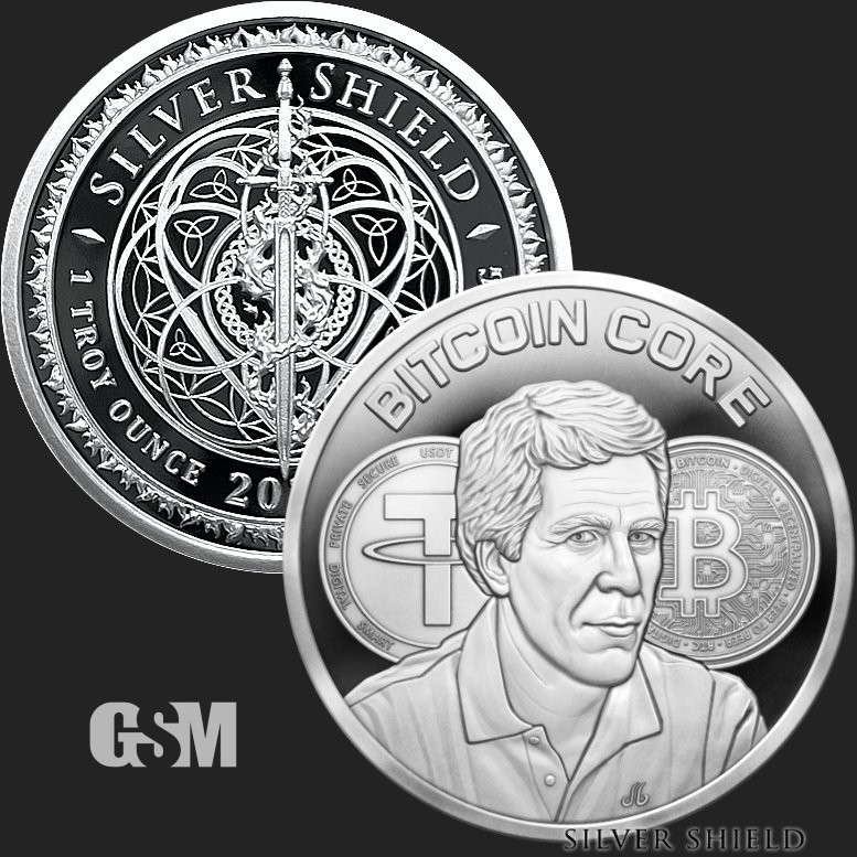 2026 BITCOIN CORE - EPSTEIN 1oz .999 Fine Silver Shield Round