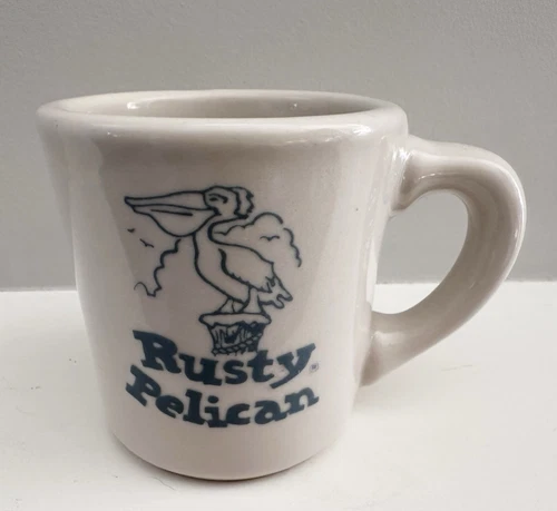 Vintage Rusty Pelican Restaurant Coffee Cup Mug Restaurant ware Heavy