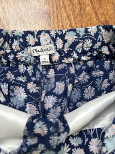 Madewell Huston Pull-On Wide Leg Crop Pants in Blue floral size S - Picture 1 of 7
