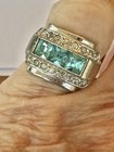 Vintage Art Deco Aquamarine& Clear Paste Sterling Silver Suite — photo 3