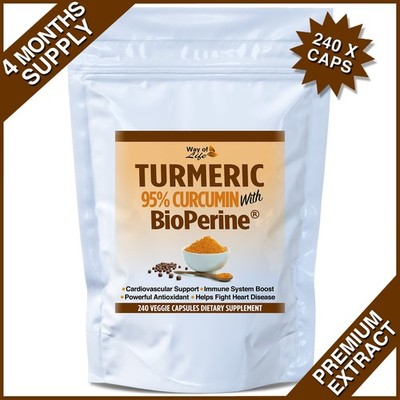 240 Pills Turmeric 95% Curcumin Black Pepper BioPerine 10,000mg Extract Tumeric