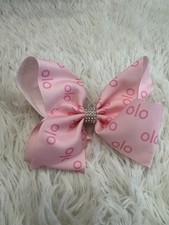 Girls 5 Inch Hair Bow With Rhinestone Embellishment/Alligator Clip