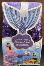 Throw blanket for couch Mermaid Tail Plush  Playful Character Purple Fishtail