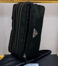PRADA TROUSSE TOILETTE POUCH DOPPIA RE-NYLON e Saffiano Nero