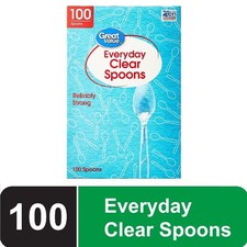 Clear Plastic Disposable Spoons 100 Pack Bulk Tasting Spoons for Parties Events