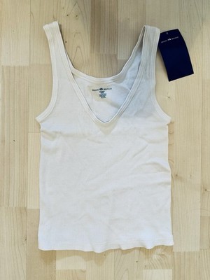 Neu Brandy Melville Tanktop Top Hemd Shirt Unterhemd XS S V-Ausschnitt Weiß