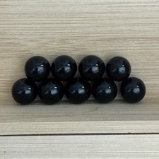 Lot Of 9 Black Glass Marbles Vintage