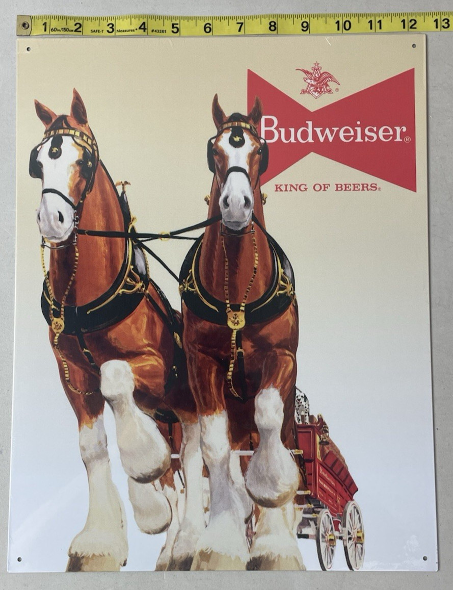 Budweiser King of Beers Clydesdales Bud Tin Metal Sign Bar Man Cave 16 X 12.5