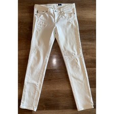 AG Adriano Goldschmied The Stilt White Distressed Jeans 28R