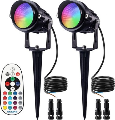 12W RGB Low Voltage Color Changing Landscape Lights Remote Control Waterproof