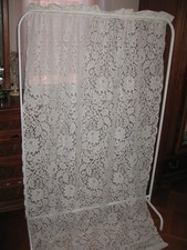 Vintage SEARS LACE curtain PANEL floral flowers 42"x82"