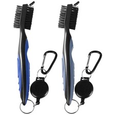2 Pack Golf Club Brush Groove Cleaner Tools with Retractable Zip-line Aluminu...