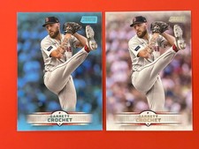 Garrett Crochet 2025 Topps Stadium Club (SP) Blue Foil & Base Card #18 Red Sox