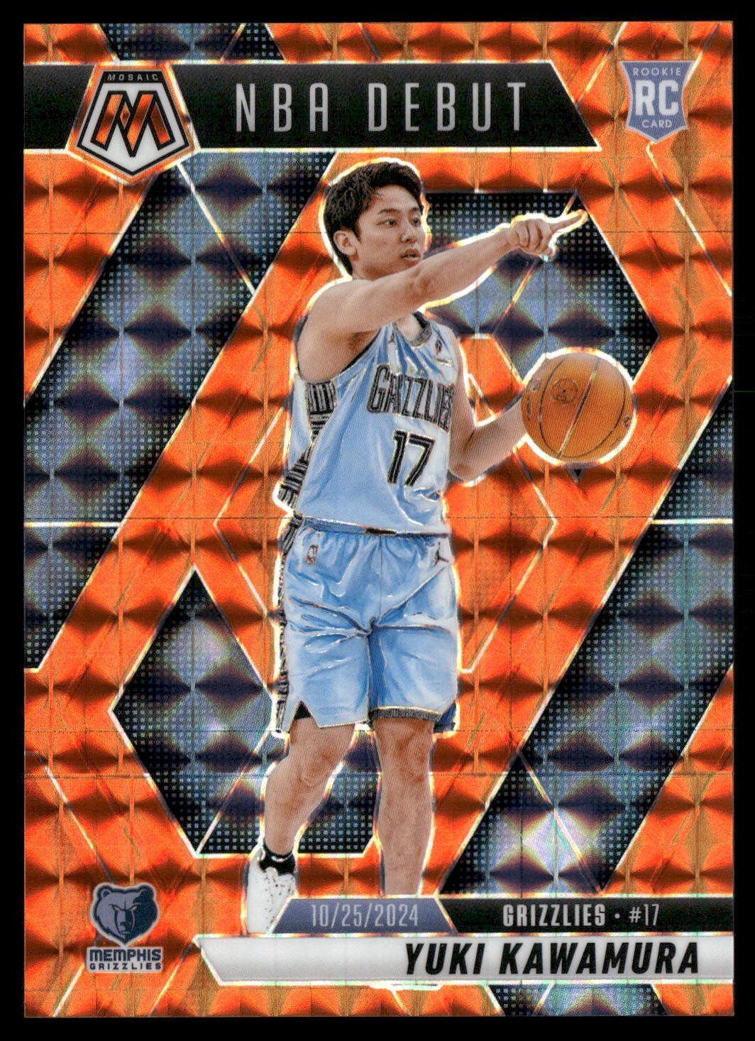 2024-25 Panini Mosaic NBA Debut Yuki Kawamura Orange Mosaic Prizm /249 (RC)