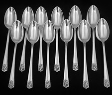 1950 APRIL WM ROGERS INTERNATIONAL SET OF 12 DEMITASSE SPOONS HTF SUNFLOWER