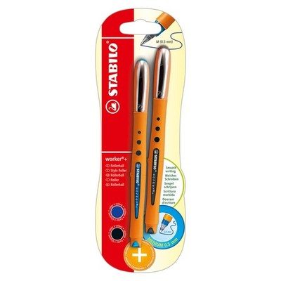 STABILO worker Tintenroller blau schwarz medium Pack bionic Set 19802