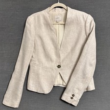 Loft Blazer 2 Beige Cream Linen Classic Casual Career Office Work Nautical