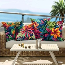4Pcs Tropical Flofal Cushion Covers Pillowcase 18"×18" Waterproof Covers 45cm