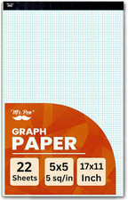 Mr. Pen- Graph Paper Pad 17"X11", 5X5 Quad-Ruled Graph Paper, 5 Squares per Inch