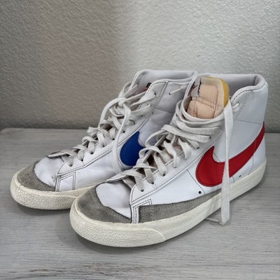 Nike Blazer Mid '77 Vintage Sneakers Shoes White Habanero Red Medium Blue Size 8
