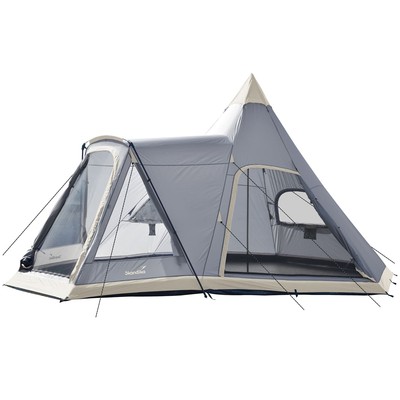 Skandika Tipi Hetta 460 Protect Plus Zelt für 6 Personen 3 m Stehhöhe grau Neu