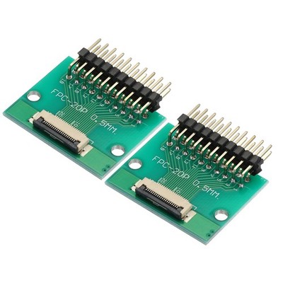 2pcs FFC FPC Connector Board 20 Pin Double Row Right Angle Pin Header Adapter