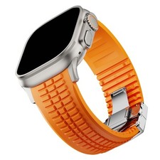 Advanced Silicone Band Metal Butterfly Buckle for Apple Watch Ultra 10 9 8 7 6 5