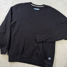 Vintage Russell Athletic Sweatshirt Mens Large Black Fleece Crewneck Pullover