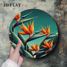 1pc 2D Flat Tropical Bird Paradise Plant Decorative Painting Vivid Aluminum Wall