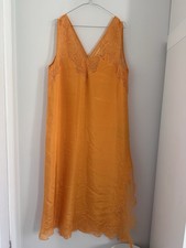 H&M Satin  Mustard Yellow Maxi Dress With Lace Detail Large