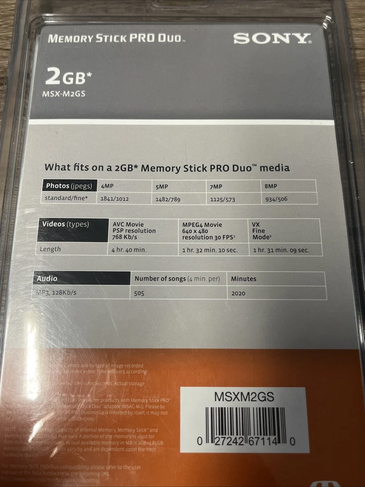 Sony Memory Stick PRO Duo - MSX-M2GS - 2GB Magic Gate Memory Cards - Image 3 of 4