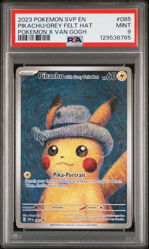 2023 POKEMON POKEMON X VAN GOGH PROMO #085 PIKACHU WITH GREY FELT HAT PSA 9