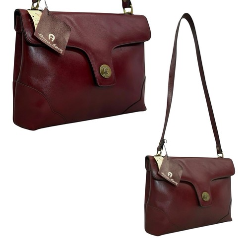 Vintage 70er 80er ETIENNE AIGNER Leder Schultertasche Handtasche Klappe NEU Neu mit Etikett OCHSENBLUT - Bild 15 von 24