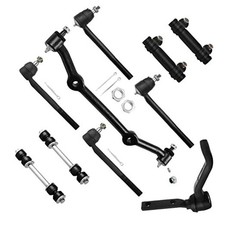 10pc Set 2WD Front Suspension Kit - Idler Arm Inner Outer Tie Rod End Adjusting