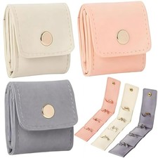 3 Pcs Mini Travel Jewelry Bag, Organizer, Pouch, Foldable Pink